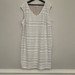 Emma & Michele Eyelet Plus Size Sleeveless V Neck Shift Dress White Size 22W